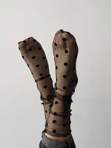 Maeva Mini Polka Dot Sock in Black