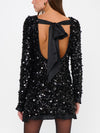 Maddison Ruffle Dress in Black Metallic Sequins