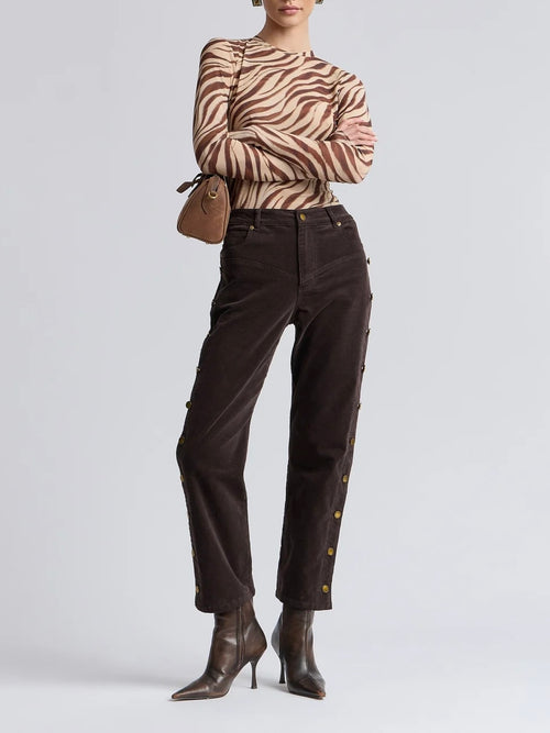 Stretch Mesh Thumbhole Top in Autumn Zebra