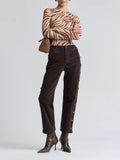 Stretch Mesh Thumbhole Top in Autumn Zebra
