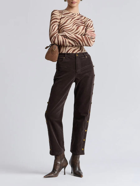 Stretch Mesh Thumbhole Top in Autumn Zebra