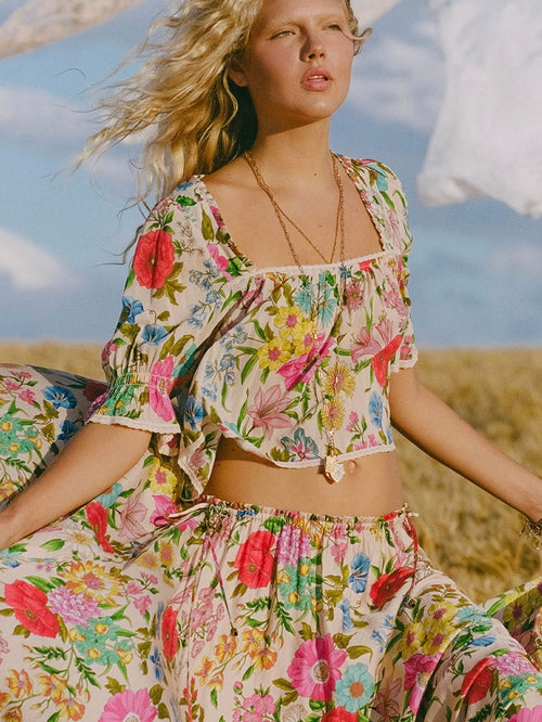 Valley of the Dolls Short Sleeve Blouse in Opal