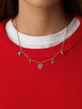 Campbell Heart Charm Necklace in Blue