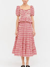 Clemence Plaid Blouse in Red
