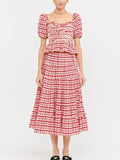 Clemence Plaid Blouse in Red