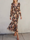 Midnight Floral Maxi Dress in Black & Pink