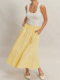 Stay Striped Maxi Skirt in Yellow