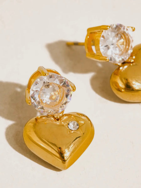 Annika CZ Heart Dangle Earrings