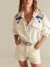 Take Flight Embroidered Shirt in Snow Bell Combo