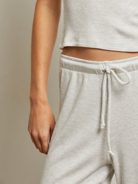 Maddie Waffle Drawstring Pant in Ash