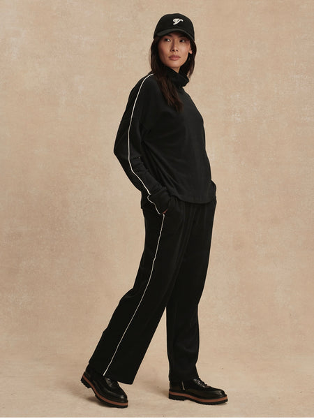 Rona High Neck Midlayer in Black & Snow White