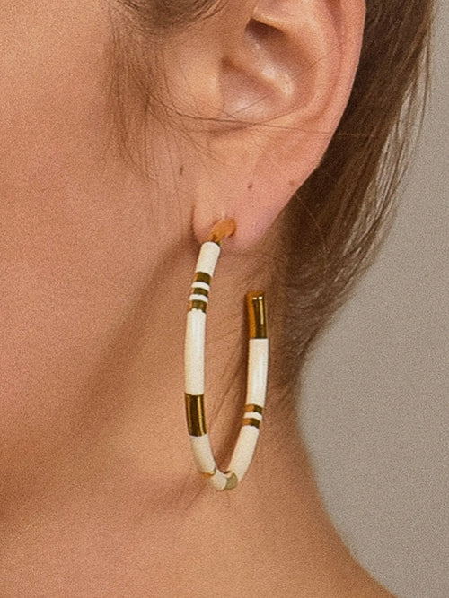 Dallin Large Enamel C Hoop in White