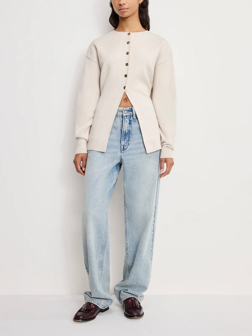 Exaggerated Sleeve Cardigan in Light Taupe