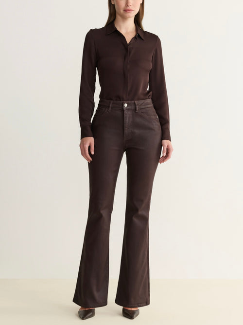 NAO Coated Bootcut in Coated Americano