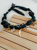 Bandana Charm Necklace in Black & Bolt