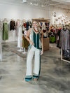 Border Stripe Wide Leg Pants in Natural Desert