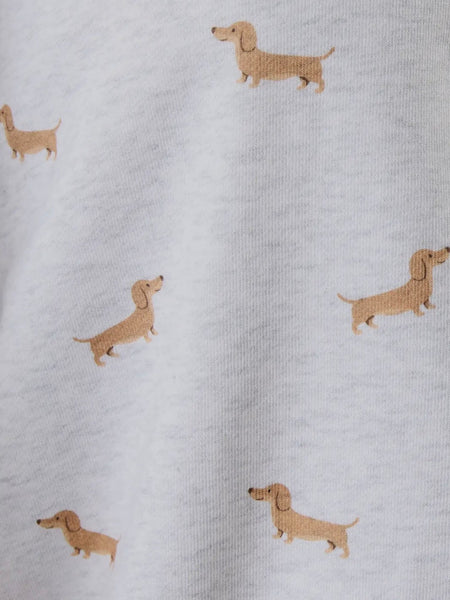 Stretched Out Sweatshirt in Doggy Print Grey