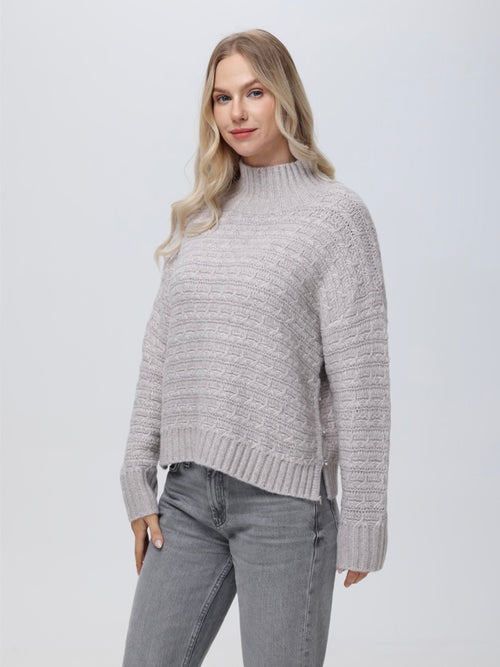 Layla Mock Neck Pullover in Taupe Pullover