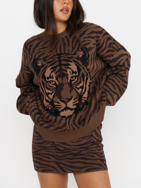 Josie Mini Skort in Wild Tiger Knit