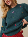Holly Jolly Stone Sweater in Hunter Green