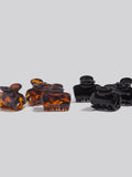 Recycled Plastic Mini Puffy Claw Clips 6pc in Black & Tort