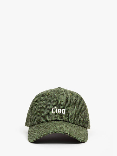 Wool Baseball Hat in Green & Black Petit Ciao