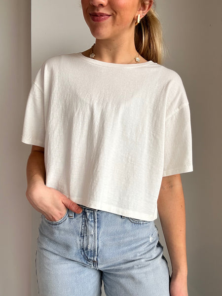 Cool, Casual, Cropped Tee in Off White