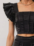 All Ruffled Up Top in Black