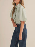 Ruffles At The Resort Button Up in Seafoam Green