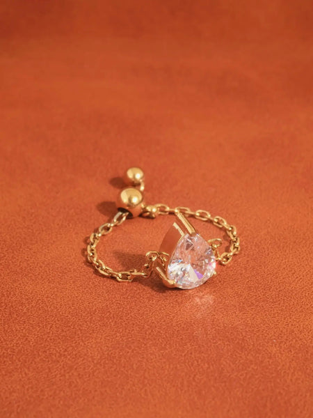 Alora Pear CZ Chain Ring
