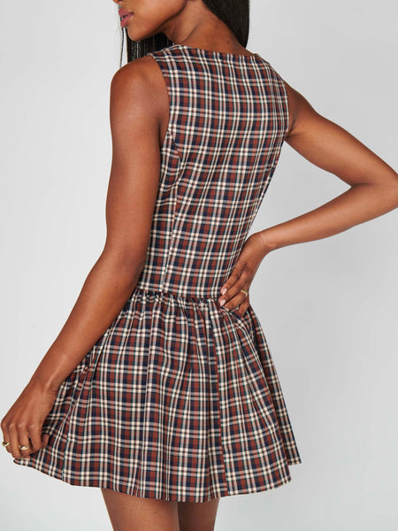 Meester Mini Dress in Saddle Plaid