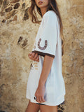 Texas Sweetheart Oversized Biker Tee in Vintage Cream
