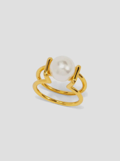 Double Band Single Pearl Ring