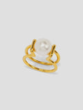 Double Band Single Pearl Ring