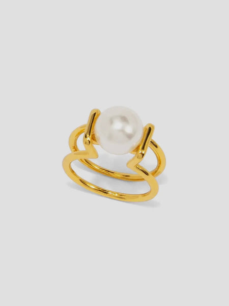 Double Band Single Pearl Ring