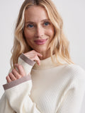 Ravena Rib Knit High Neck Top in Egret