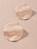 Dainty Disc Studs in Beige