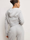 Brushed Fleece Zip Up Hoodie in Heather Grey