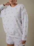 Stretched Out Sweatshirt in Doggy Print Grey