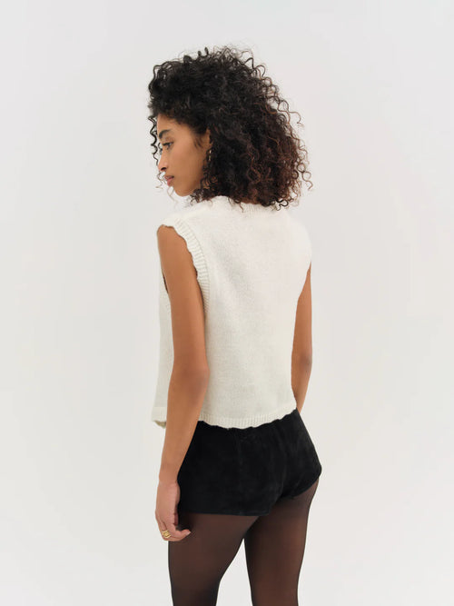 Molly Embroidered Sweater Vest in Cream