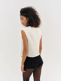 Molly Embroidered Sweater Vest in Cream