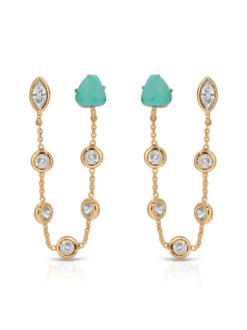 Double Piercing Turquoise Earrings
