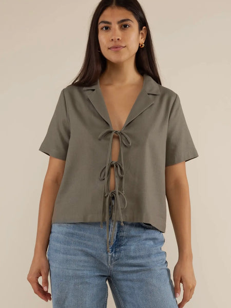 Holding On Tight Top in Khaki Green