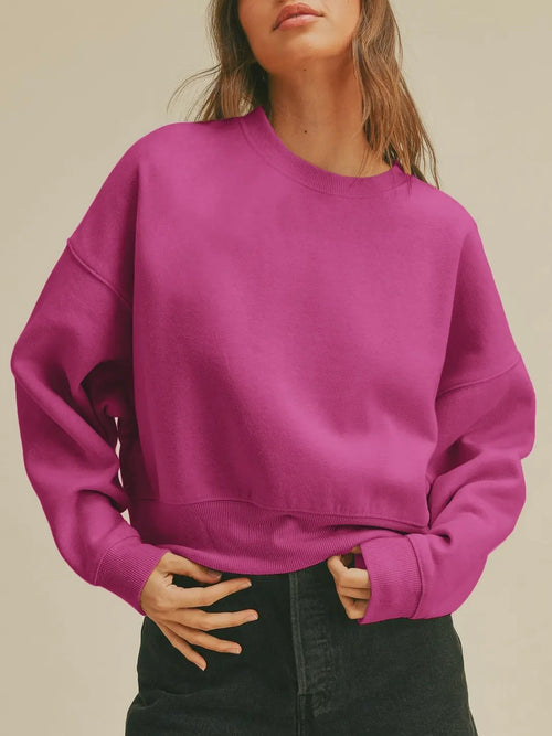 Cropped To The Core Sweatshirt in Fuchsia