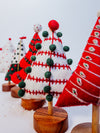 Felt Embroidered Tree in Red & Ivory