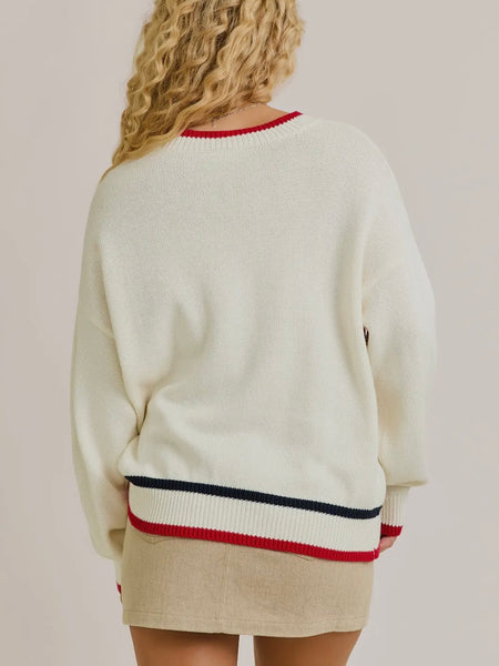 AMERICA Graphic Sweater in White