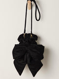 Belle Velvet Bow Bag in Black