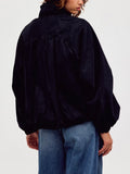 Chelsea Vegan Suede Jacket in Black