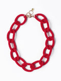 Jenna Chain Link Beaded Necklace in Red
