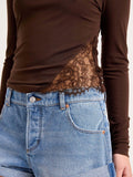 Siren Lace Long Sleeve Tee in Espresso